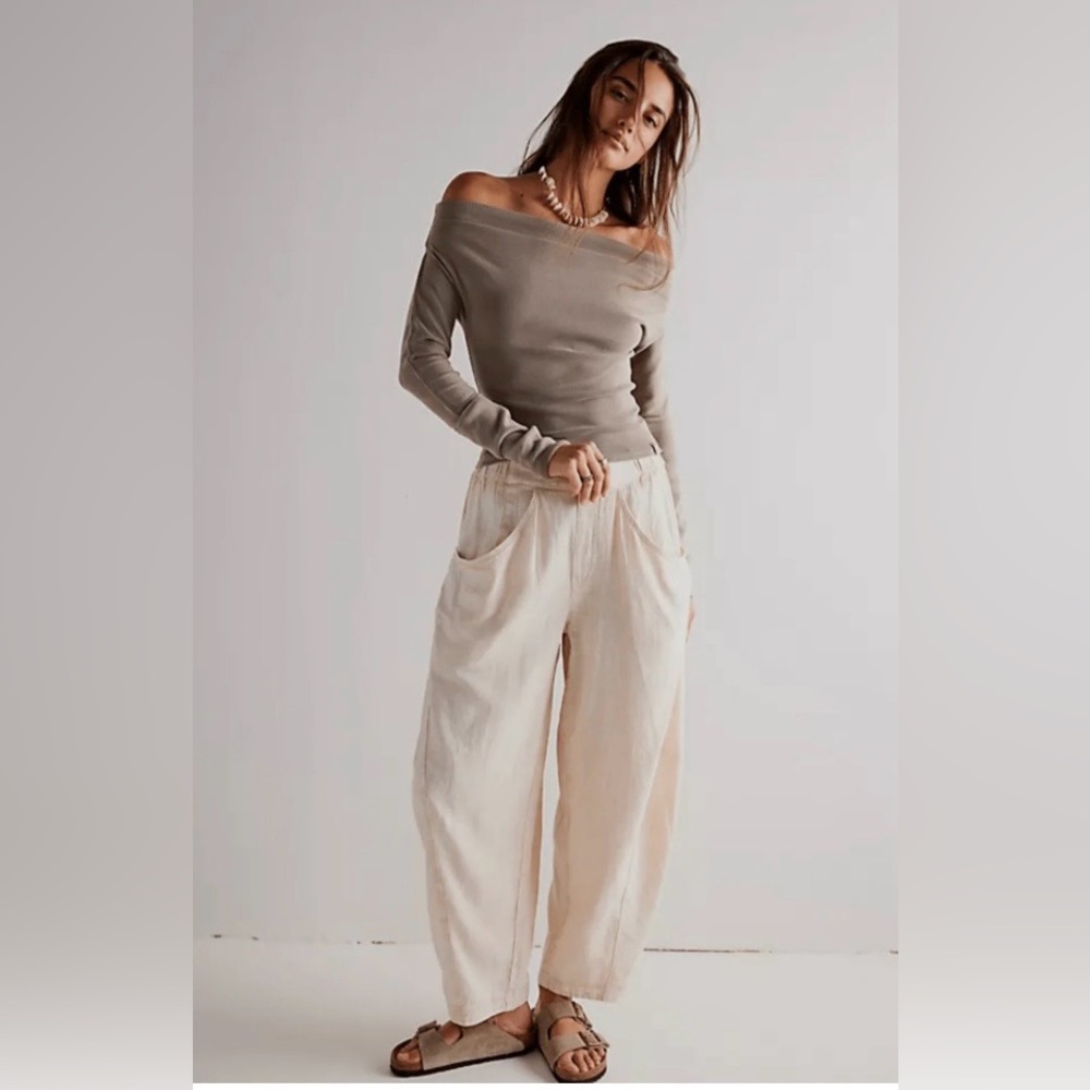 Free People High Road Pull-On Barrel Pants in the birch